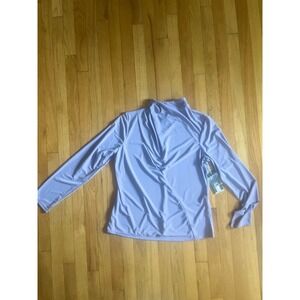 Worthington Lavender Mock Neck Draped Front Long Sleeve Blouse NWT Large